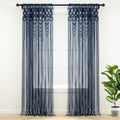 Lush Decor Boho Macrame Textured Cotton Window Curtain Panel Single 40" W x 84" L Navy - Macrame Curtains for Windows, Room Divider, Boho Wall Decor by LushDecor