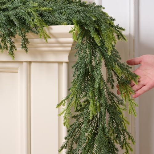 5.9FT Christmas Norfolk Garland, Realistic Faux Pine Garlands, Green Artificial Greenery Garland for Winter Home, Mantle, Fireplace, Indoor, Outdoor Christmas Decorations (1Pcs) - Image 5