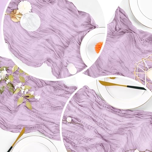 16 Pack Lavender Cheesecloth Table Runner 20 x 120 inch Gauze Table Runners 10 FT Long,Semi Sheer Boho Cheese Cloth Fabric Table Runner Bulk for Wedding,Party,Baby Shower,Bridal Shower Decoration - Image 7