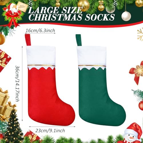Sumind 100 Pcs Xmas Stockings,Red with White Trim, Green with White Trim - Image 2