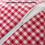 Silnuo Red/White Gingham Ruffle Throw Pillow Covers Set of 2-24" x 24" - Image 6