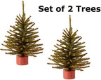 Set of 2 Artificial Pine Trees with Wood Bases by Factory Direct Craft - Tabletop Christmas Pine Trees for Holiday Decoration (12 Inches) - Image 2