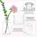 Honeydak Set of 24 Plastic Mini Bud Vases, Vintage Clear Decorative Vases Bulk for Table Centerpieces, Wedding Reception, Baby Shower, Home Decor, Housewarming Gift(Geo-Diamond) - Image 6