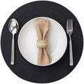 BARoyal Round Placemats Set of 12 Woven Placemats Washable Braided Table Mats for Dining Table Heat Resistant Non-Slip Circle Place Mats(Black) by BAROYAL