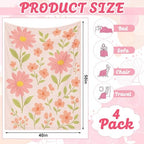 Buryeah 4 Pcs Floral Throw Blanket Flower Flannel Throw Thanksgiving Gift - Image 3