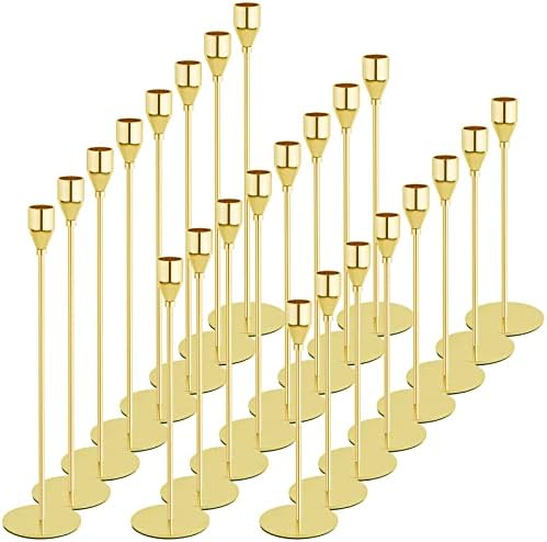 Gold Candlestick Holder Set of 24 for Taper Candles, Decorative Candle Holders Bulk Candle Stick Holders Taper Candle Holders for Table Centerpiece Wedding Dinning Party Anniversary Home Decor by LEIFEOSH