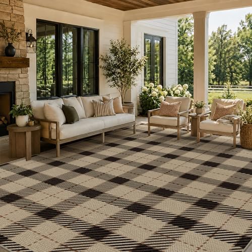 JTJ Easy Jute 8x10 Outdoor Rug, Washable Plaid Area Rug by JTJ
