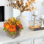 Artificial Pumpkins Fall Centerpiece for Table In Rustic Square Wooden Box - Image 5