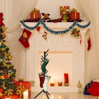 Christmas Stocking Holder Stand, Wooden Christmas Hangers Stand for Hanging Christmas Stocking, 8 Hooks Black - Image 4