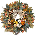 HipTree 24 Inch Fall Wreath for Front Door,Pumpkin Wreath Farmhouse Decor by HipTree
