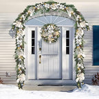 Vofuly Pre-lit 6 feet Winter White Silver Christmas Garland Decor 20 LED Lights,Garland with Balls and Ribbon Bow,Xmas Decoration on Mantle Fireplace Front Door Indoor Outdoor,Battery Operated - Image 4