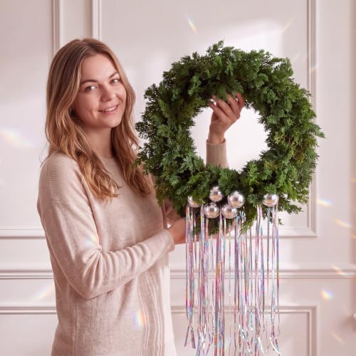 Norme 24 Inch Christmas Pine Wreath for Front Door,Silver Balls - Image 6