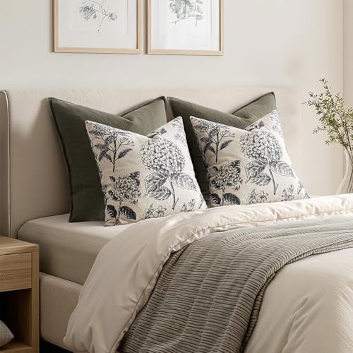 Set of 2 Decorative Floral Pillow Covers 22x22 Inch Black - Image 6