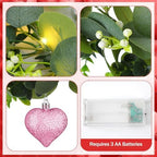 Norme 6ft Pink Red Heart Valentine's Day Garland with 60 LED Lights, Eucalyptus Leaf Banner Decor for Home, Stairs, Table, Fireplace, Holiday Festival Party Decorations - Image 3