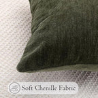 JoraLion Chenille Lumbar Pillow Covers 26x26 inch Moss Green - Image 4