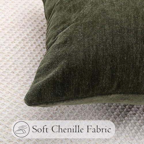 JoraLion Chenille Lumbar Pillow Covers 26x26 inch Moss Green - Image 4