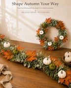 9FT Fall Garland for Mantel with Pumpkins and Maple Leaves - Image 2