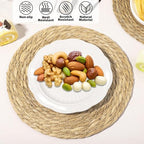 Elcoho 20 Pieces Round Woven Placemats 12 Inch Boho Rattan Placemats Farmhouse Braided Place Mats Woven Plate Chargers Rustic Wicker Table Mats for Dining Table - Image 3