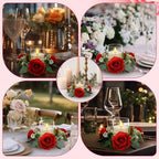Yunlly 12 Pcs Rose Candle Rings with Candles Sets, Red - Image 6