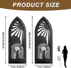 ZEXUIRU 2 Set Rustic Candle Sconces Living Room Bedroom Entryway Wood Mirrored, Farmhouse, Carved Frame Wall-Mount Wooden Candle Holders Wall Decor Hanging Handmade Holder - Black - Image 4