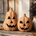Halloween Decorations, Set of 2 Handmade Terracotta Jack O' Lanterns by Mythcloud
