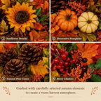 28 Inch Large Fall Sunflower Wreath for Front Door with Caramel Sunflowers - Image 5