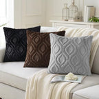 decorUhome Faux Fur Plush Soft Grey Throw Pillow Covers 26x26 Set of 2 - Image 4