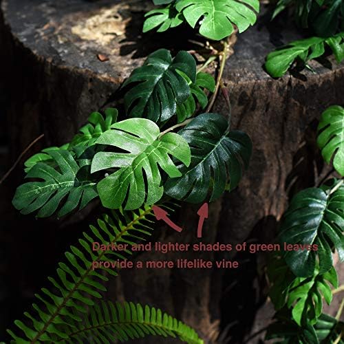 FiveSeasonStuff Monstera Plant Garlands, Artificial Leaf Bendable Vines (2 pcs, 5.2 feet) - Image 3