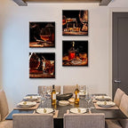 Retro Wine Kitchen Wall Art, 12x12 inch Set-of-4 Framed - Image 5