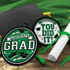 Gatherfun Graduation Party Supplies Dinnerware Set green Disposable dinner paper plates dessert paper plates and Napkins for Congrats Grad Party Decorations, Serve 50 - Image 4