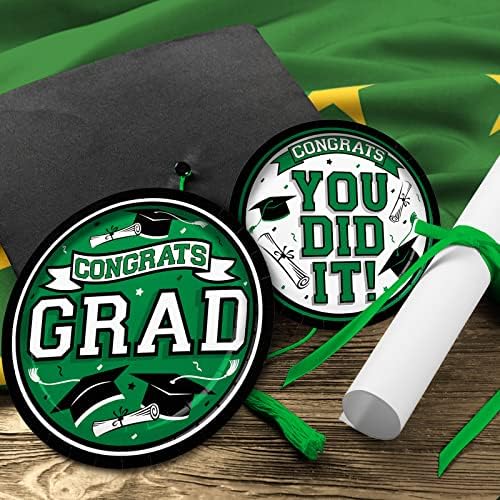 Gatherfun Graduation Party Supplies Dinnerware Set green Disposable dinner paper plates dessert paper plates and Napkins for Congrats Grad Party Decorations, Serve 50 - Image 4