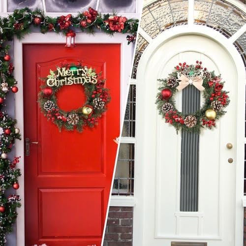 Zeyune 8 Pcs 14" Christmas DIY Green Wreath Artificial Faux Wreath, Fresh - Image 6