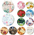 Geelin 12 Pcs Christian Seasonal Sign 12 Inch Easter Jesus He Is Risen Door Decoration Religious Cross Wood Wreath Spring Wall Hanging Art for 4th July Summer Outdoor Decor by Geelin
