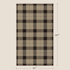 JTJ Outdoor Rug 3x5 for Front Porch, Washable Easy Jute Indoor Outdoor Rug, Non Slip Entryway Area Rug for Patio, Kitchen, Balcony, Farmhouse Black & Tan Plaid Rug - Image 2