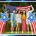 Bucherry 2 Pcs 55" x 30" Patriotic Shooting Stars Cardboard Cutout Stand Ups Life Size Independence Day Theme Party Decoration Backdrop Photo Prop Stand Up for 250th Patriotic Day Party Decor - Image 3