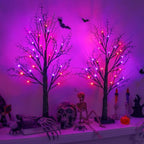 Halloween Indoor Decorations 2 Pack 24 Inch Black Halloween Tree with 24 Orange Purple Led Lights, Timer/USB/Battery Operated Lighted Spooky Tabletop Tree for Halloween Decor Home Table Holiday Party by Unknown
