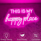 This is My Happy Place Neon Sign Pink LED Letter Neon Light Teen Girls Room Decor, Happy Place Light Up Sign for Bedroom Home College Dorm Game Room Decor, USB Powered with Dimmable Switch - Image 5