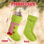 6 Pieces Green Christmas Stocking 18 Inches Large Green Knitted Stocking with Scarf Xmas Hanging Stocking Decorations for Fireplace Christmas Holiday Party Decoration Family Stockings - Image 6