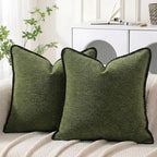 Chenille Velvet Pillow Covers 18x18 Dual Side 2 Pack Green by Unknown
