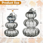 Stacked Glass Pumpkin Decor, Fall Halloween Table Centerpiece, Black - Image 2