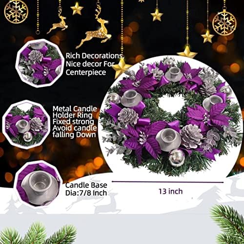 Purple Ribbon Christmas Advent Wreath 13inch, Purple Advent Candle Holder,advence Wreaths Table Centerpiece Decor,Church Advent Wreath Candle Holder, Advenct Calendar Season Decorations - Image 7