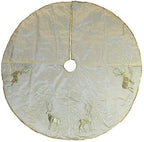Kurt Adler Gold Tree and Reindeer Applique Tree Skirt, 48" - Image 2