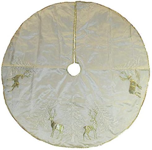 Kurt Adler Gold Tree and Reindeer Applique Tree Skirt, 48" - Image 2
