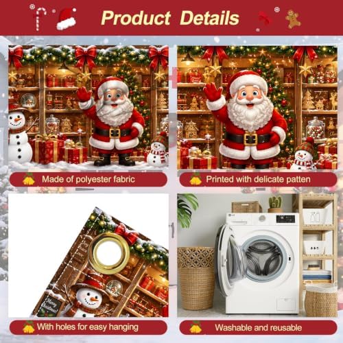 7x16FT Christmas Santa Claus Snowman Garage Door Cover Decorations Merry Christmas Garage Door Banner for Outdoor Indoor Christmas Decorations Party Photography Backdrop - Image 3