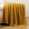 Waffle Knit Throw Blanket, Mustard Yellow Throw Blanket for Couch 50"x60" by BunnikinsClover