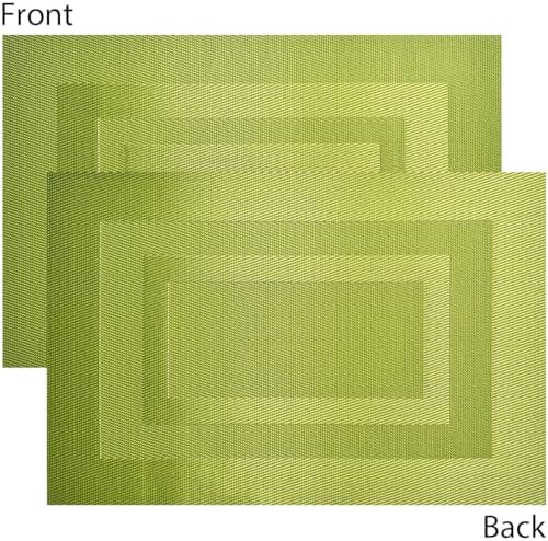 PIGCHCY Placemats Set of 12 Washable Durable Place Mats Vinyl Heat Resistant Non-Slip Table Mats Indoor Outdoor (18 x 12 inches, Lime Green) - Image 3