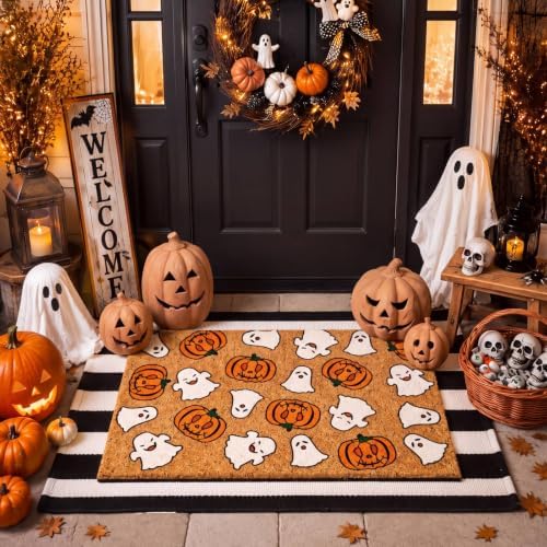 Moucuny 2 Pcs Halloween Welcome Doormat Outdoor Sets, Non Slip by Moucuny