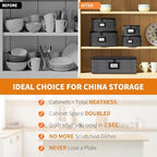 Aokeyee 5-Piece China Storage Containers Set, Hard Shell Moving Boxes for Dishes, Plates & Mugs – Dinnerware Organizer with Soft Felt Dividers, Sturdy Handles & Zippers, Grey - Image 4