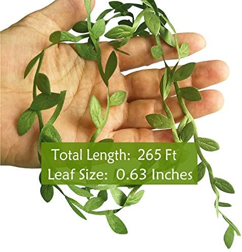Naidiler 265 Ft Leaf Ribbon, Artificial Vines Leaves String Trim Ribbon Wild Jungle Botanical Greenery for Baby Shower Party Wedding Home Wreaths & DIY Craft (Pack of 2) - Image 2