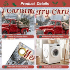 Christmas Garage Door Banner 7x16FT, Red Vintage Truck Merry Christmas Garage Door Cover, Large Outdoor Xmas Garage Decoration for Driveway and House Front - Image 3